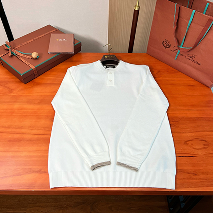 loro piana henley neck knit sweater